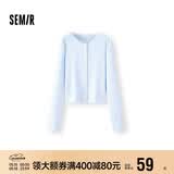 森马（Semir）长袖T恤女短款提花刺绣2025秋纯棉蕾丝花边修身开衫109725101014