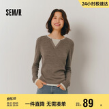 森马（Semir）森马毛衣女短款假两件含羊毛针织衫24冬新款保暖内搭109724107015