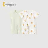 童泰（TONGTAI）婴儿短袖连体衣夏季纯棉宝宝衣服儿童家居服内衣2件装 绿色73cm