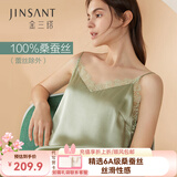 金三塔商场同款真丝睡衣女100%桑蚕蕾丝花边v领真丝吊带裙睡裙七夕礼物 牛油果绿3325 M