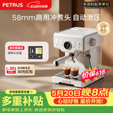 柏翠(petrus) 【保价618】咖啡机意式浓缩家用小型半自动蒸汽打奶泡PE3833海盐小方