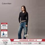 Calvin Klein【520礼物】休闲单肩链条包包字母旋扣翻盖CK女包斜挎马鞍包