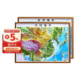 北斗新版中国和世界地形图3d立体凹凸浮雕地图地理挂图三维地貌地图挂图学生教学专用版学生文具书桌墙58cm  