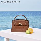 CHARLES&KEITH鳄鱼纹凯莉包手提斜挎婚包包女包生日礼物送女友CK2-50270880-1 Chocolate Croco巧克力鳄鱼纹色（新色） S