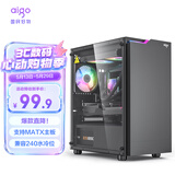 爱国者（aigo）JV13黑色 电脑台式主机箱 桌面matx小机箱（透明侧板/ITX主板/240水冷/RGB灯条）