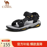 骆驼（CAMEL）户外沙滩潮流平底休闲男士凉鞋子 A822162412 黑色 42