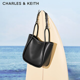 CHARLES&KEITH大容量通勤单肩托特包子母包生日礼物送女友CK2-30782647 Black黑色 M