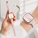 码仕适用苹果手表表带apple watch/ultra4/3/iwatch s12/11/10/9/8/7/6/SE女士硅胶亲肤小蛮腰秋冬腕带