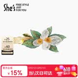 She's茜子发饰梵高玫瑰手工叠花横夹刺绣叶片马尾发夹生日礼物送女友