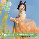 重回汉唐长安渡原创唐制齐胸衫裙破裙套装国风汉服女款春夏 上浅黄下橘黄齐胸套装/预售 付款45天内发货 S 155