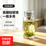 新款耐热单层高硼硅玻璃杯便携耐高温茶杯茶水分离杯子镜面盖水杯 【镜面盖】700ML单层玻璃杯