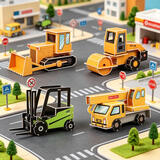 TaTanice工程车3D立体拼图玩具压路机推土机积木汽车模型儿童男孩生日礼物