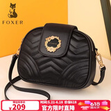 金狐狸（FOXER）牛皮女士包包女包大容量单肩包斜挎包菱格小包轻奢女友生日礼物