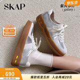 圣伽步（SKAP）板鞋女士运动休闲百搭厚底德训鞋[章若楠同款] 银色 37