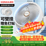 康佳（KONKA）空气循环扇家用风扇遥控办公室台式桌面电风扇厨房换气扇摇头壁挂电扇交流定频小风扇KXHS-1511E-P
