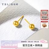 谢瑞麟（TSL）520礼物足金黄金耳钉光面圆球简约耳环气质小坠耳饰YK259 约1.4g 工费220元
