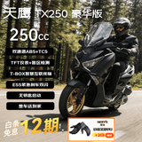 天鹰TX250F豪华版 燃油踏板摩托车复古摩旅通勤代步哑黑 26款赠手套