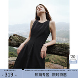 范思蓝恩夏季腰精裙气质收腰无袖背心连衣裙女夏季新款海边度假显瘦裙 黑色-无袖 L