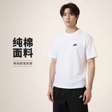 耐克(NIKE)春夏男短袖圆领T恤 纯棉 运动 舒适百搭 FV0376-100 白XL