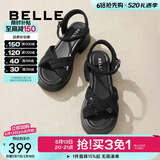 百丽（Belle）满钻条带繁星休闲凉鞋女商场款厚底凉鞋A9S2DBL4 黑色 34 (220mm)