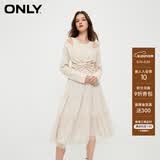 ONLY通勤气质收腰U领欧根纱套装连衣裙女|124146002 A03 毛艺灰色 L (170) 88A