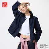 优衣库女装男装休闲短茄克/巴恩风外套夹克483807 484664 484664/69 藏青色(牛仔色) S