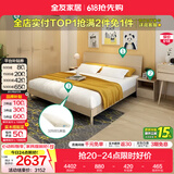全友家居双人床卧室板式床现代简约床加床垫衣柜床头柜组合家具套装 床+床头柜*2+五门衣柜+床垫 1.8*2m