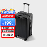 EAZZ【一体铝框】行李箱铝框拉杆箱万向轮旅行箱男女学生密码箱皮箱子 （超轻耐摔拉链）黑色 24英寸 35%选择中短途3-10天