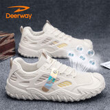 德尔惠（DEERWAY）男鞋子男2026夏季老爹鞋男士厚底运动鞋休闲跑步鞋 米色 39