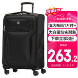 SUISSEWIN祥兴牛津布箱耐磨防刮大容量拉杆箱男女出差行李旅行箱学生24吋黑