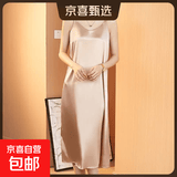 缎面连衣裙子女装夏装2026新款夏季设计感小众背心吊带长裙 香槟色 香槟色 4XL 建议145-165斤
