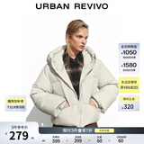 UR冬季新款女装休闲双拉链连帽宽松羽绒服UYY150058 米白 L