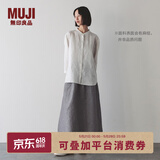MUJI女式 汉麻棉轻便长裙 长半身裙女裙子 25年夏季女装 BE1VBC5S 灰色条纹 M （160/66A）