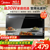 美的（Midea）家用平板式下拉门 变频微波炉电烤箱一体机 20L大容量800W速热 光波炉 智能菜单杀菌除味  M3-208E 微烤一体机