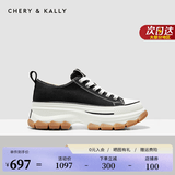 CHERY KALLY轻奢增高厚底鞋女2026新款松糕鞋黑色百搭休闲鞋时尚帆布女鞋 CHERY&KALLY 黑色 -增高6cm 38