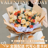 馨仪鲜花速递玫瑰向日葵康乃馨花束送女友生日礼物全国同城配送 33朵香槟玫瑰