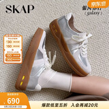 圣伽步（SKAP）板鞋女士运动休闲百搭厚底德训鞋[章若楠同款] 银色 38