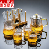 正扬玻璃茶具套装家用小套功夫茶杯简约透明红茶泡茶器办公室客厅喝茶 雅致壶+雅致海+（龙纹杯/黄把）+杯架