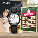 XVVMI初中生高中学生考试专用表女款只看时间女生静音夜光石英手表 黑色