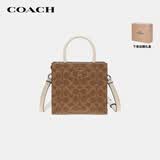 蔻驰（COACH）【品牌直供】女士CALLY小号手提单肩斜挎相机包棕拼粉笔白CBQ34
