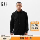 GAP男装春季经典款纯棉基础款翻领长袖衬衫常规上衣美版422488 黑色 514274 M 美码 L亚洲码180/96A