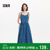 森马（Semir）牛仔连衣裙女甜酷时尚个性2025夏元气满印背带裙俏皮109325114025
