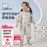 威尔贝鲁【吸湿排汗】婴幼儿童睡袋1-3岁宝宝前4后2夏季薄款睡衣花园绿XL