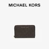 MICHAEL KORS 礼物MK女包JET SET老花钱包手拿包 中长款 深棕色