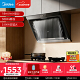 美的（Midea）抽吸排油烟机侧吸式家用抽油烟机 燃气灶具 5.0kW猛火灶J30+A5液化气