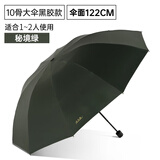 天堂伞强效拒水雨伞防风加固十骨大伞三折便携商务雨伞男女士 10骨黑胶大伞-秘境绿