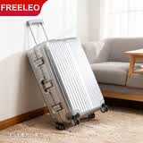 飞流（FREELEO）磨砂质感PC行李箱铝框拉杆箱男女学生万向轮旅行箱密码箱子 经典款·靓银灰【可挂包·四角加厚防撞】 20英寸 【小型登机箱·1-7天短途游】