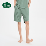 松山棉店莫代尔睡衣清爽透气男短袖夏情侣家居服短裤-轻松绿170