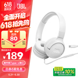 JBLTUNE520C 全新升级 Type-C接口头戴式有线耳机 高保真Hi-Res认证 线控带麦低音音乐耳机 白色