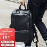 高尔夫（GOLF）双肩包男士软皮商务休闲背包大容量学生书包电脑出差旅行包 黑色